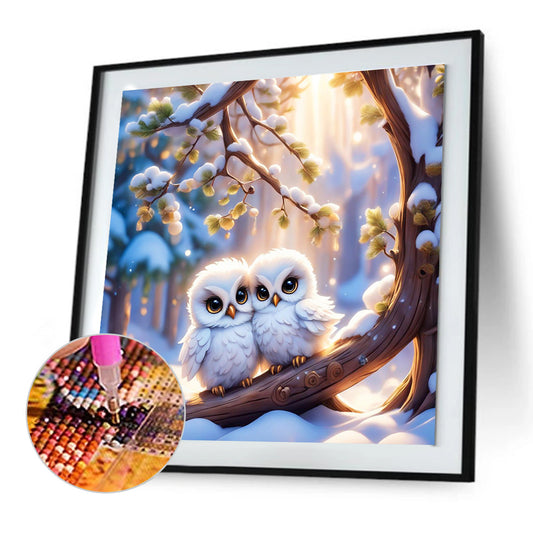 Two Owls - Full Round Drill Diamond Painting 30*30CM