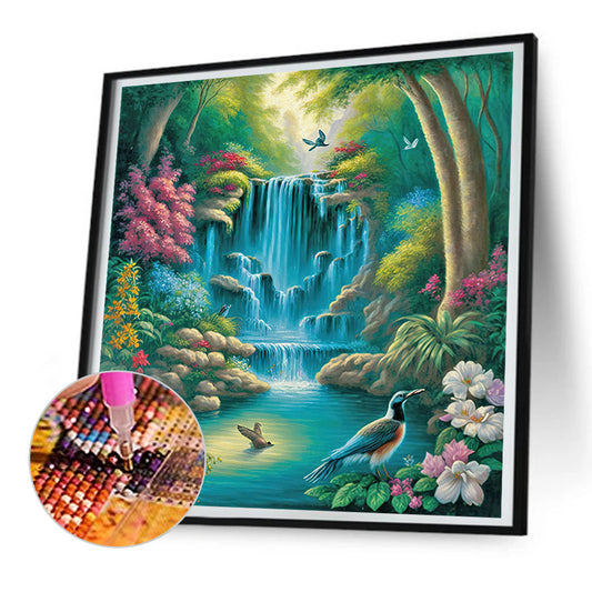 Swan Lake Falls - Full Round Drill Diamond Painting 30*30CM