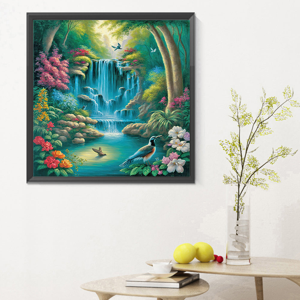 Swan Lake Falls - Full Round Drill Diamond Painting 30*30CM