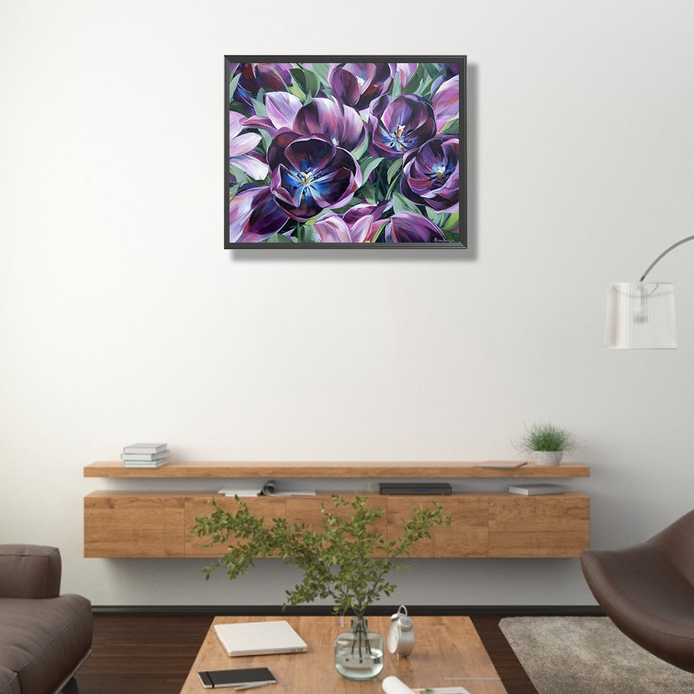 Purple Tulips - Full Round Drill Diamond Painting 50*40CM
