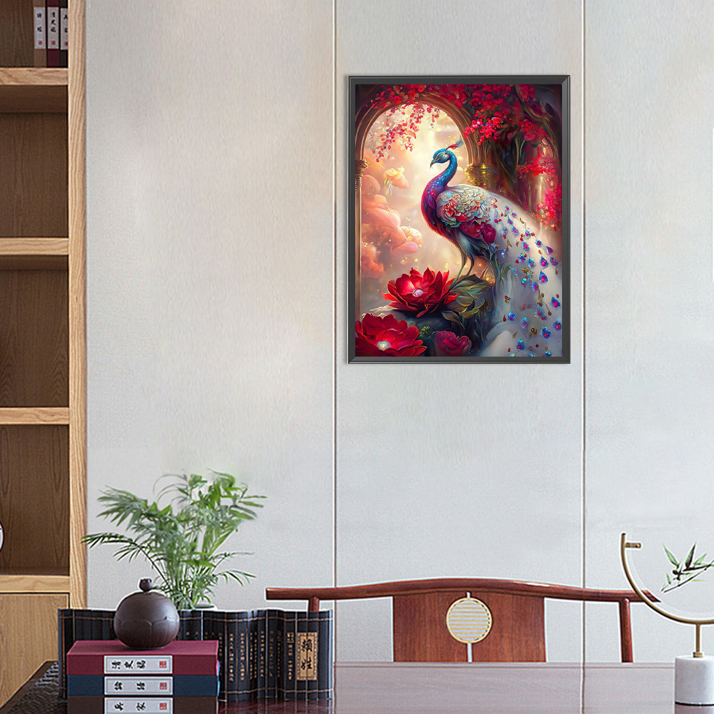 Flowers And Peacocks - Full Round Drill Diamond Painting 40*55CM