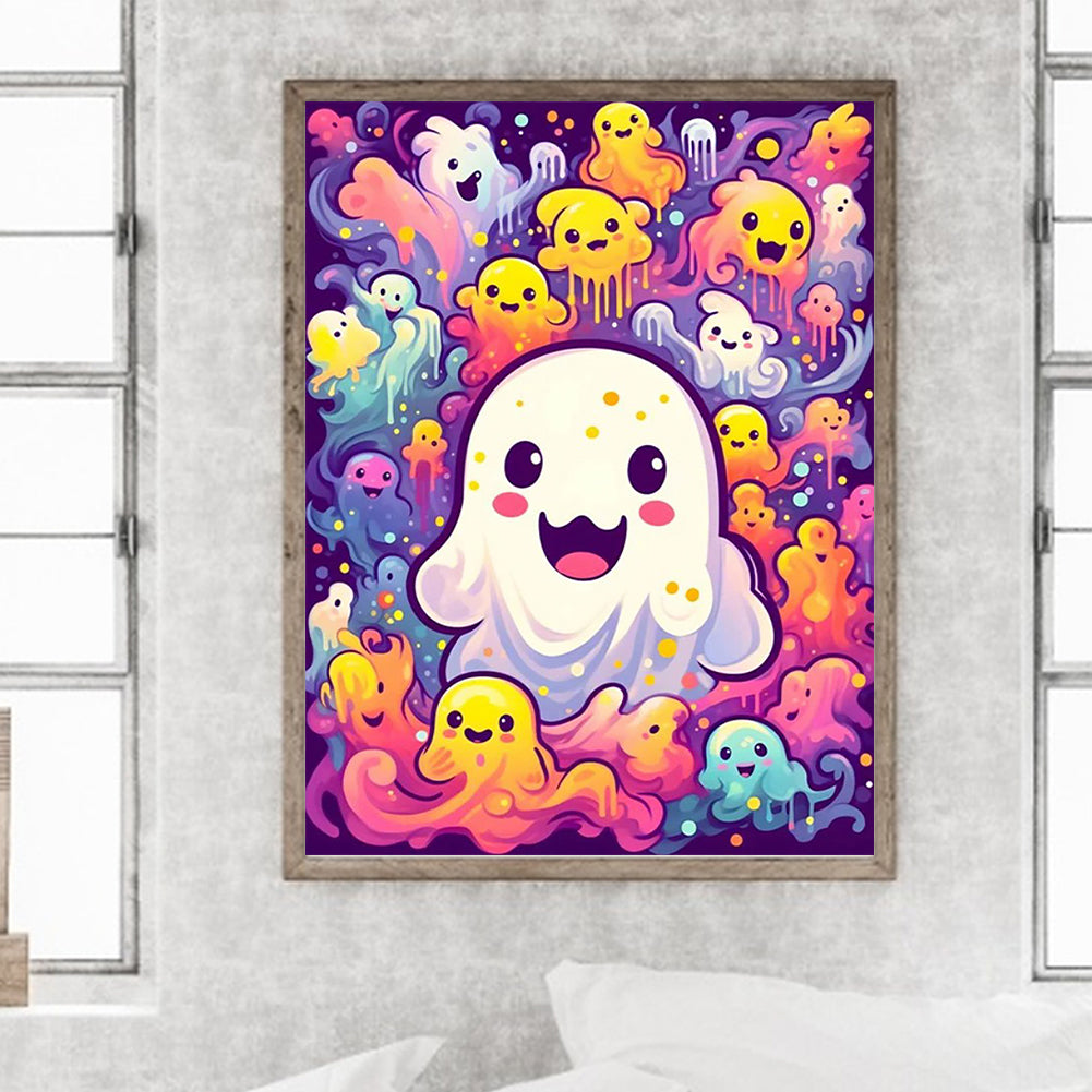 Cute Little Ghost - Full Round Drill Diamond Painting 30*40CM