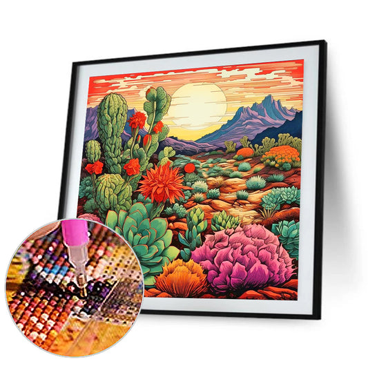 Sunset Succulent - Full Round Drill Diamond Painting 40*40CM