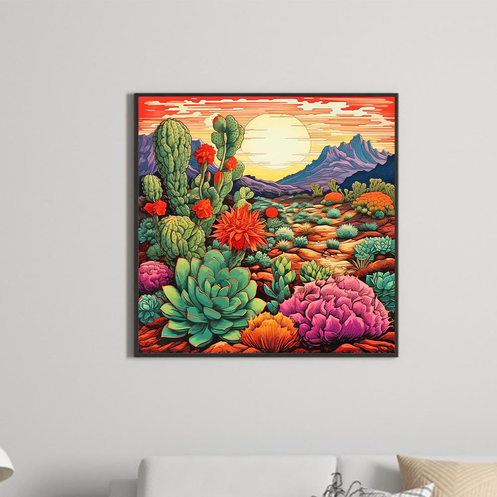 Sunset Succulent - Full Round Drill Diamond Painting 40*40CM