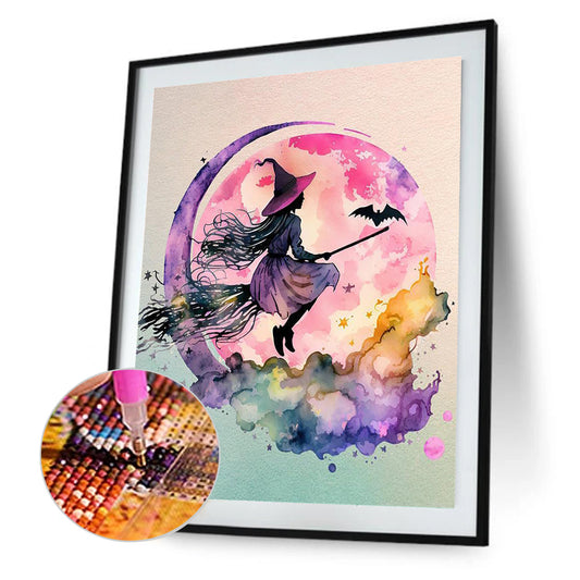 Flying Little Witch - Full Round Drill Diamond Painting 40*50CM