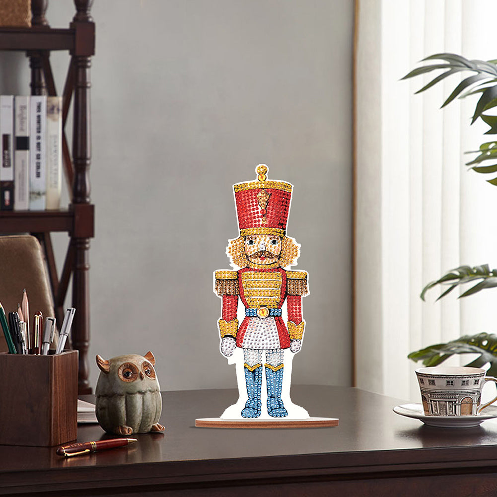 Wooden Crystal Painting Desktop Kit Diamond Art Table Decor (Xmas Nutcracker #6)
