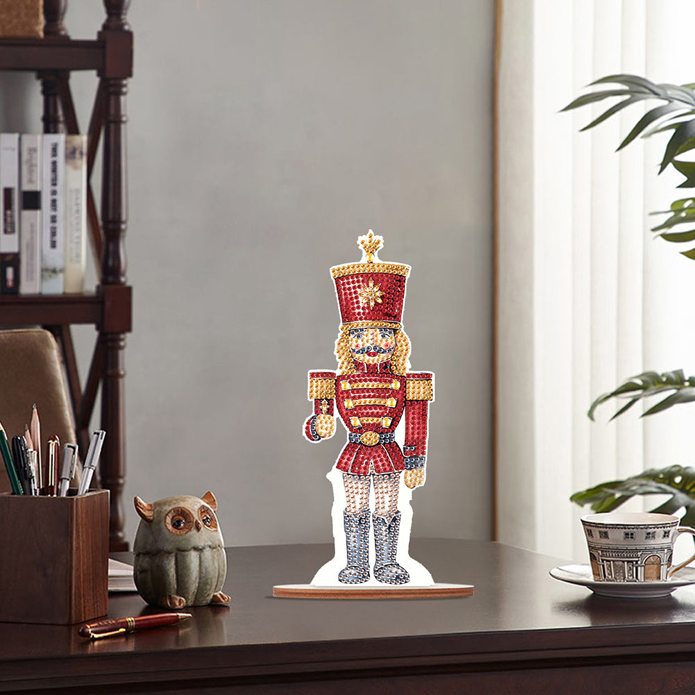 Wooden Crystal Painting Desktop Kit Diamond Art Table Decor(Xmas Nutcracker #10)