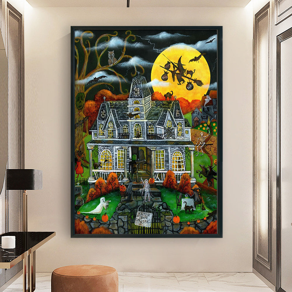 Halloween Country House - 11CT Stamped Cross Stitch 50*70CM