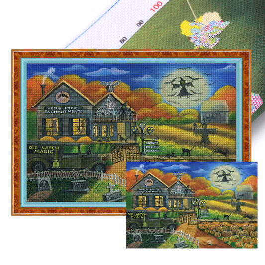 Halloween Country House - 11CT Stamped Cross Stitch 70*50CM