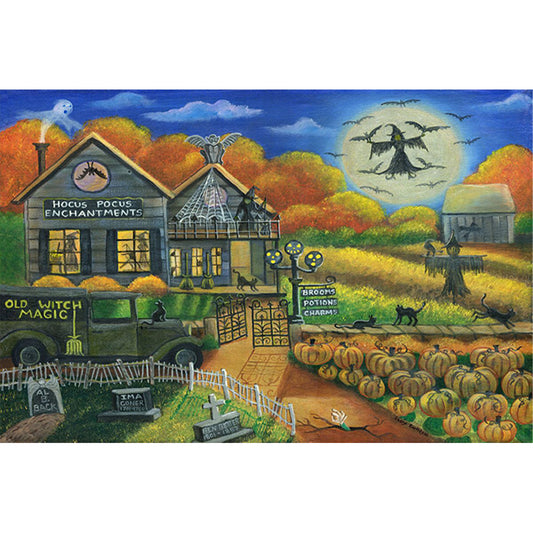 Halloween Country House - 11CT Stamped Cross Stitch 70*50CM