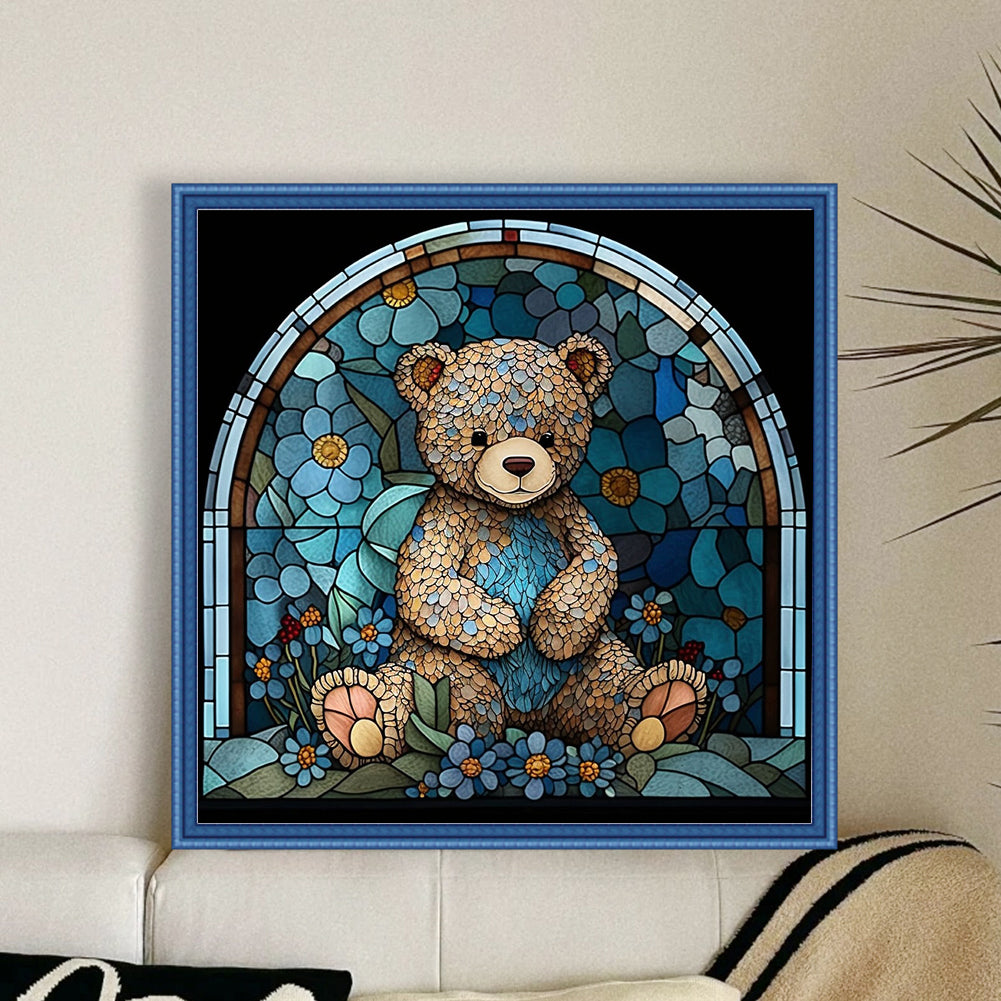 Glass Painting-Little Bear - 14CT Stamped Cross Stitch 50*50CM