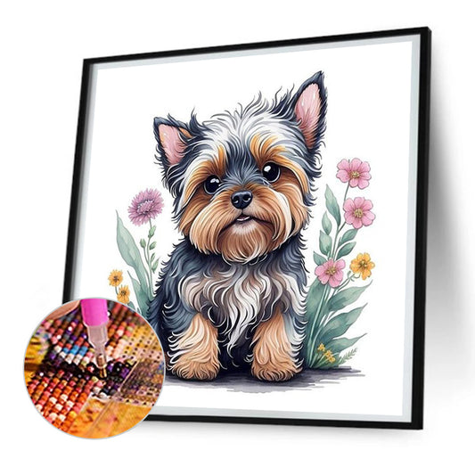 Yorkshire Terrier In The Grass - Full Round Drill Diamond Painting 30*30CM