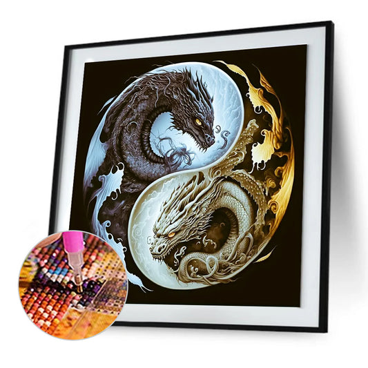 Circle Double Dragon - Full Round Drill Diamond Painting 30*30CM