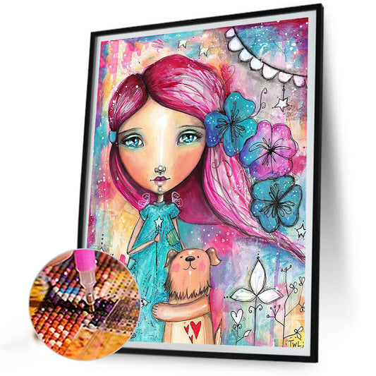 Abstract Girl - Full Round Drill Diamond Painting 40*50CM