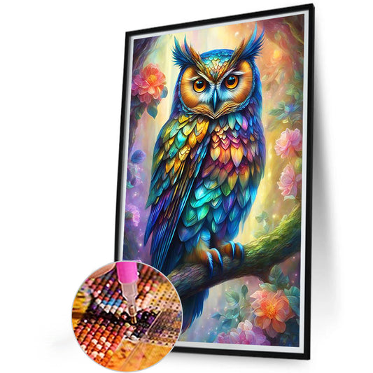 Owl Under The Moon - Full Round Drill Diamond Painting 40*60CM