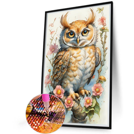 Green View Owl - Full Round Drill Diamond Painting 40*60CM