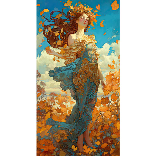 Autumn Leaf Goddess - 11CT Stamped Cross Stitch 50*90CM