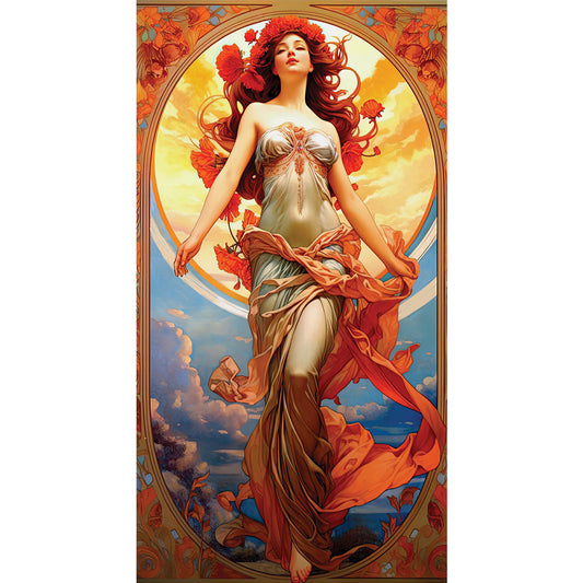 Sky Red Flower Goddess - 11CT Stamped Cross Stitch 50*90CM