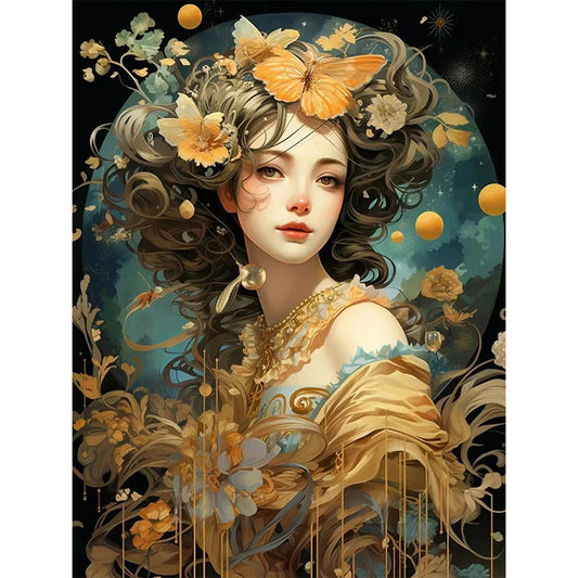 Flower Butterfly Girl - 11CT Stamped Cross Stitch 50*65CM