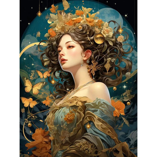 Flower Butterfly Girl - 11CT Stamped Cross Stitch 50*65CM