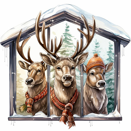 Winter Deer - 18CT Stamped Cross Stitch 30*30CM