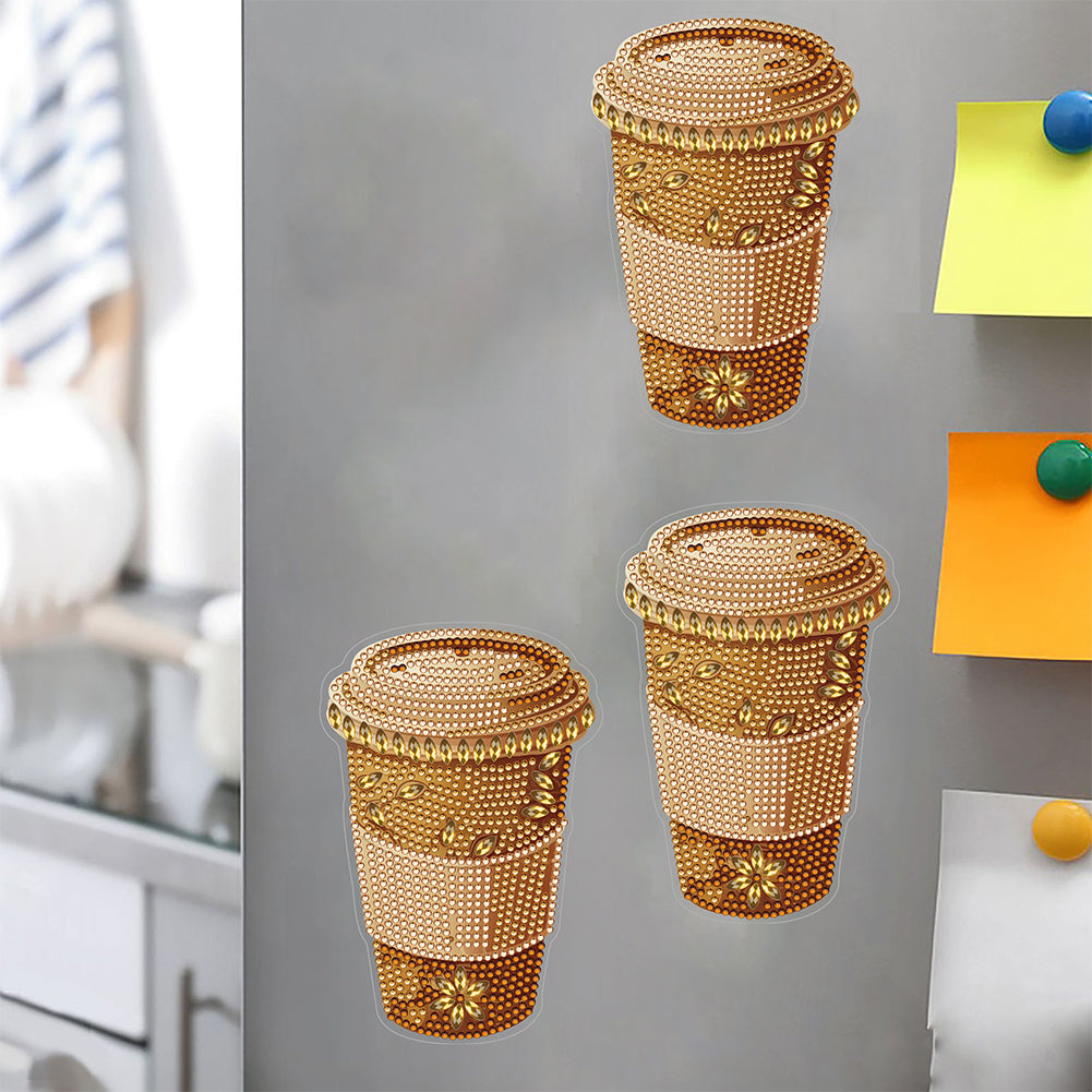 Round+Special Shape Diamond Art Fridge Magnets Sticker (Coffee Cup)