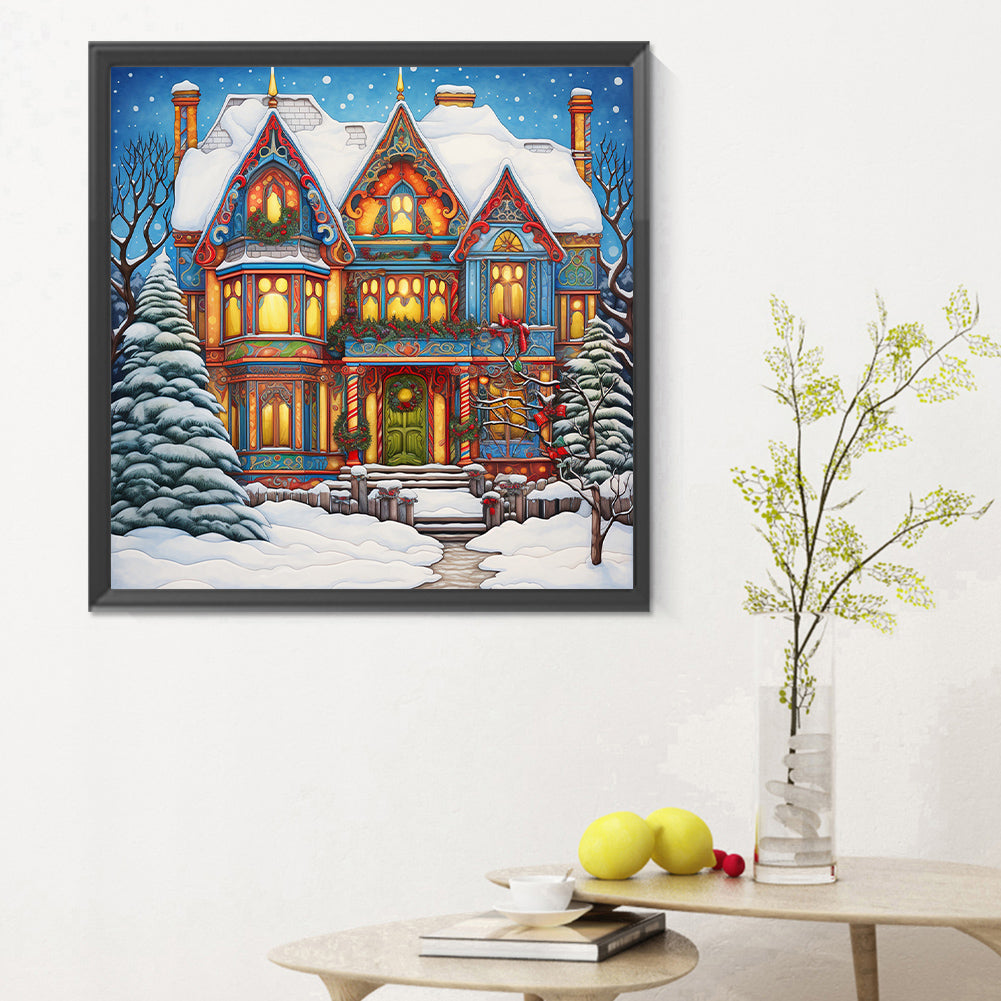 Snow Cabin - Full Round Drill Diamond Painting 30*30CM