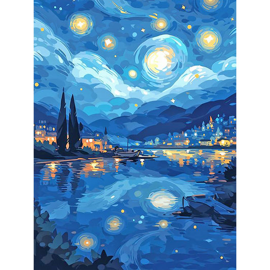Starry Sky Over River - Full Round Drill Diamond Painting 30*40CM