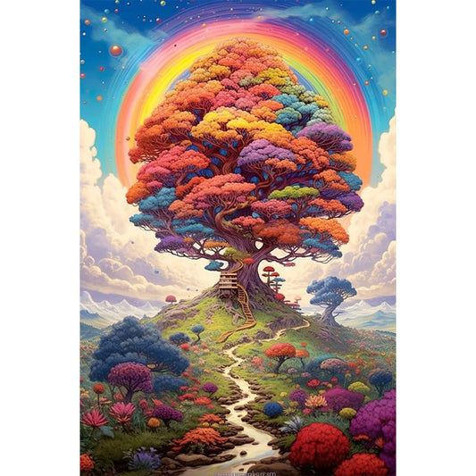 Rainbow Tree - 11CT Stamped Cross Stitch 50*75CM