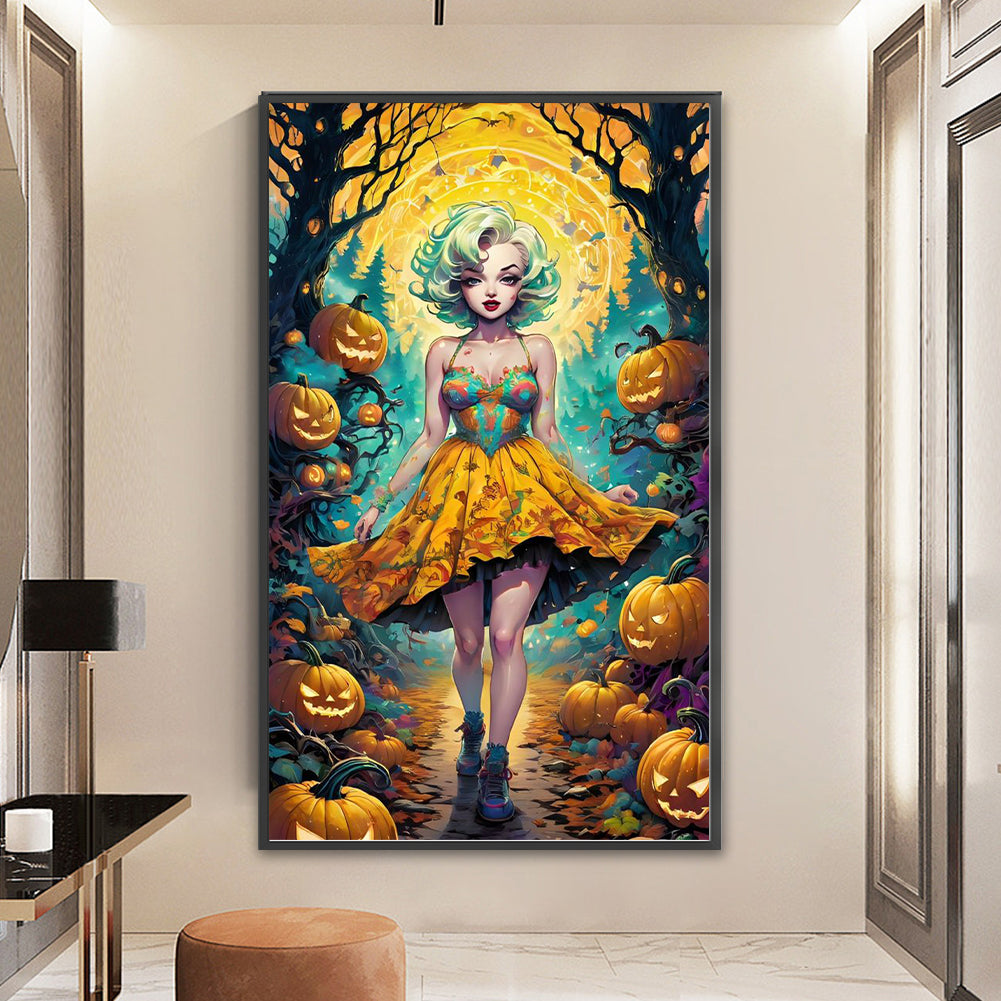 Pumpkin Forest Girl - 11CT Stamped Cross Stitch 50*87CM
