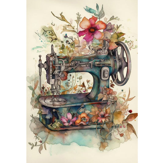 Retro Poster - Sewing Machine - 11CT Stamped Cross Stitch 40*60CM
