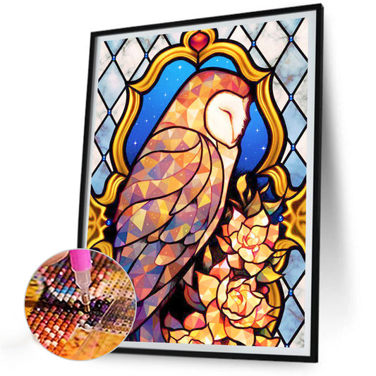 Golden Flower And Owl - Full Round Drill Diamond Painting 30*40CM