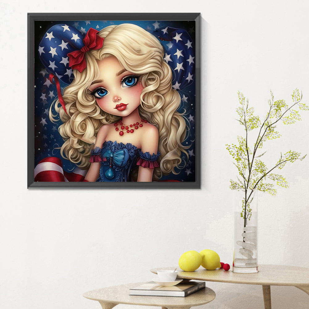 Cartoon Blonde Girl - Full Round Drill Diamond Painting 30*30CM
