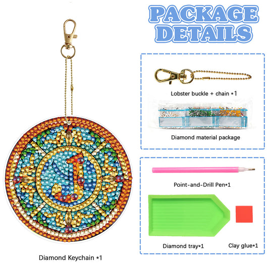 A-Z 26 Letters Double Sided Special Shape Diamond Painting Keychain Pendant (J)