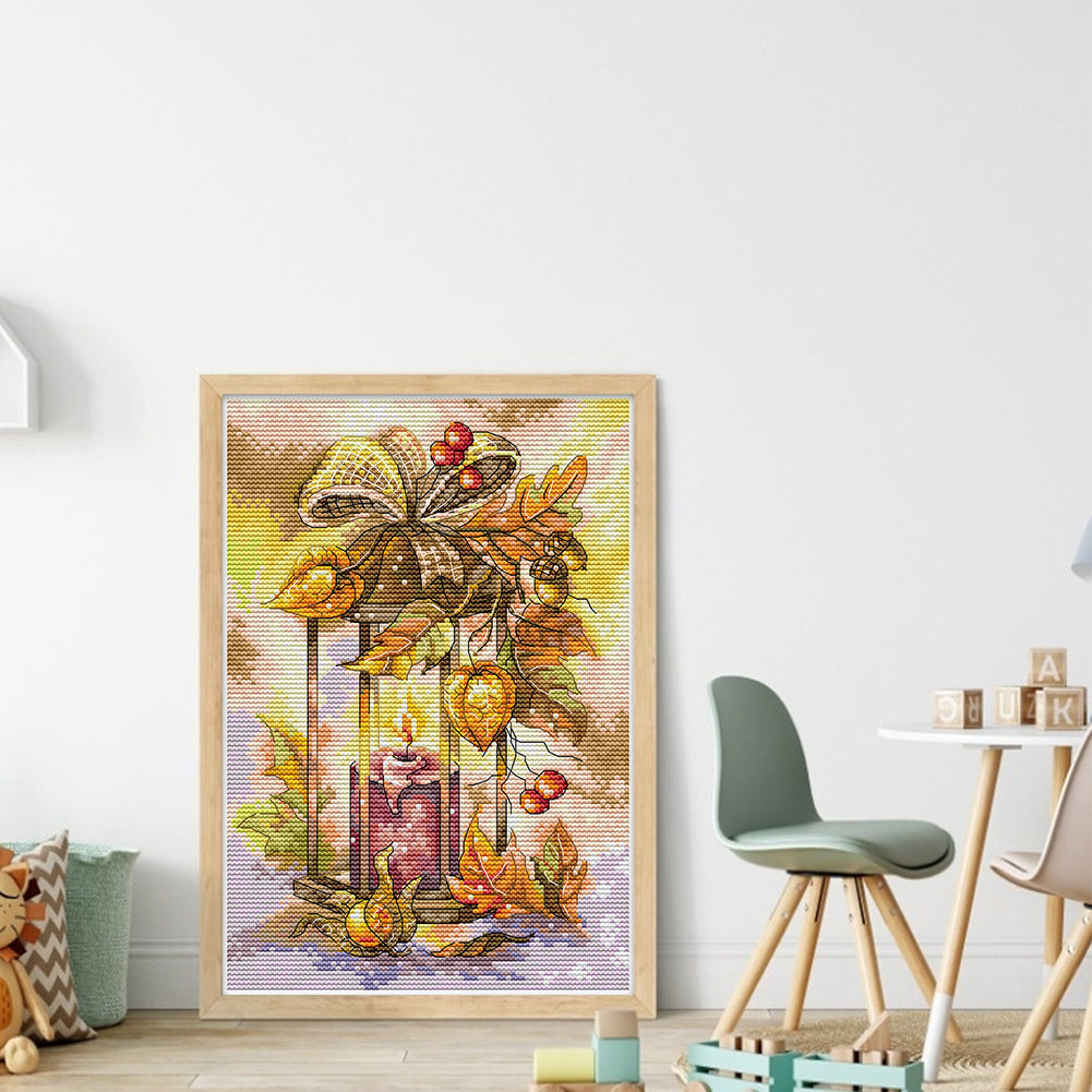 Autumn Lantern - 16CT Stamped Cross Stitch 18*26CM(Joy Sunday)