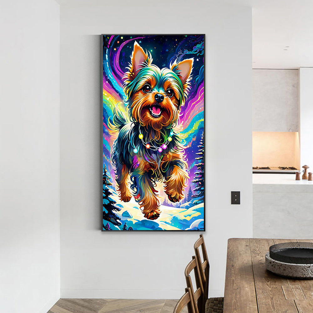 Dog Galloping Under The Aurora - Full Round Drill Diamond Painting 40*70CM