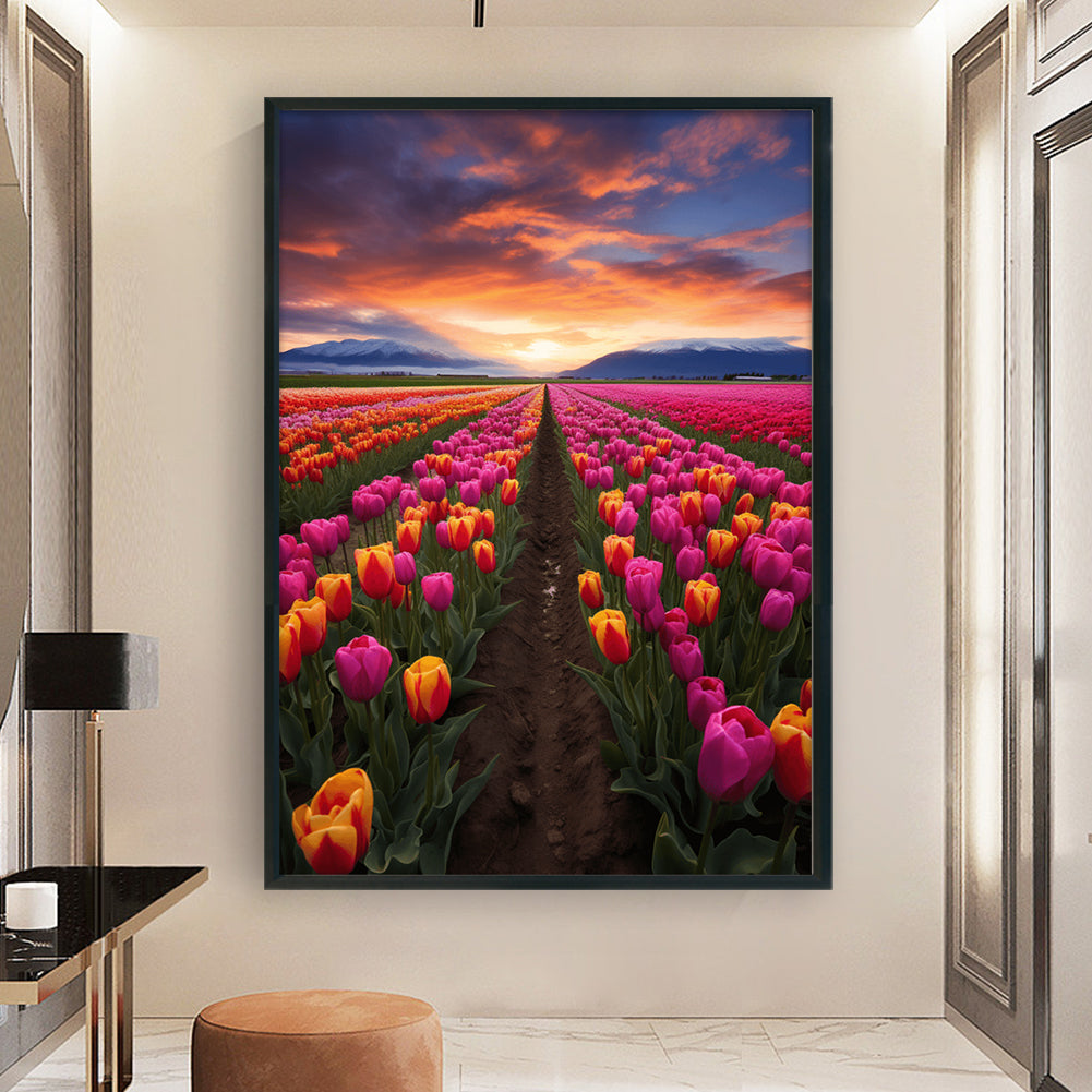 Tulip Flowers Field - 11CT Stamped Cross Stitch 40*60CM