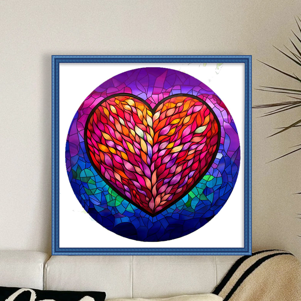 Glass Painting-Love - 11CT Stamped Cross Stitch 50*50CM