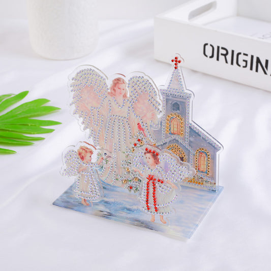 Diamond Painting Ornament Kits for Office Desktop Decor (Angel and Angel Baby)