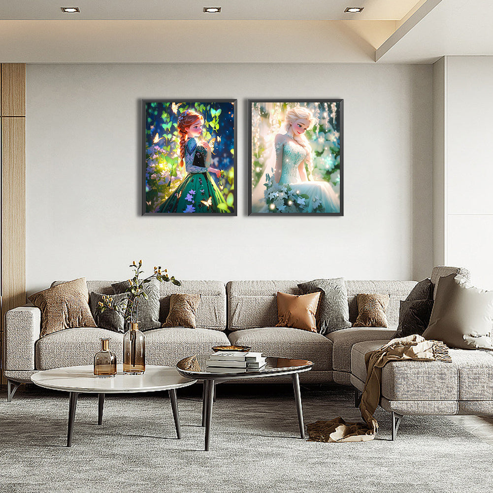 Anna And Elsa - Full Round Drill Diamond Painting 40*50CM