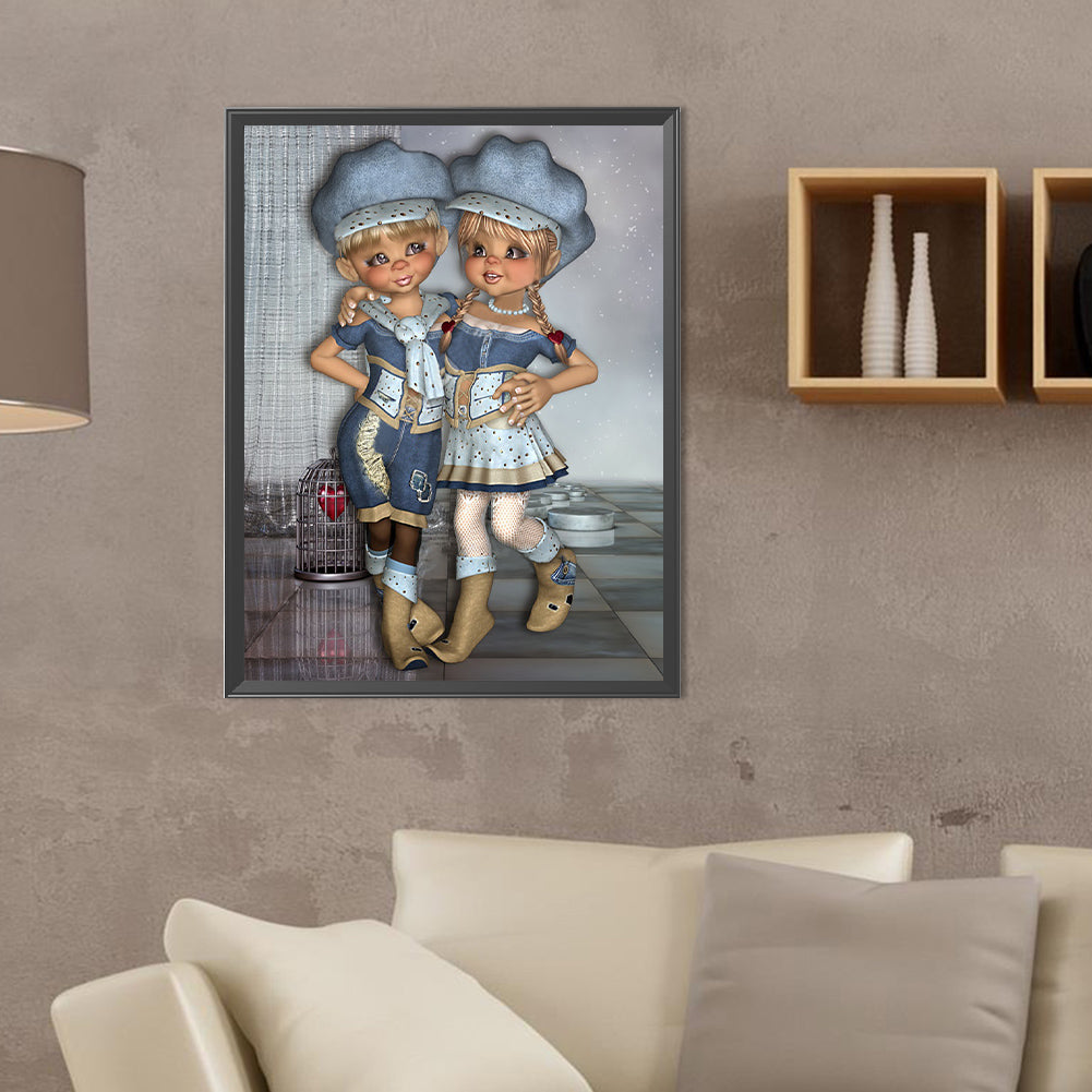 Big Eyed Doll - Full Round Drill Diamond Painting 30*40CM