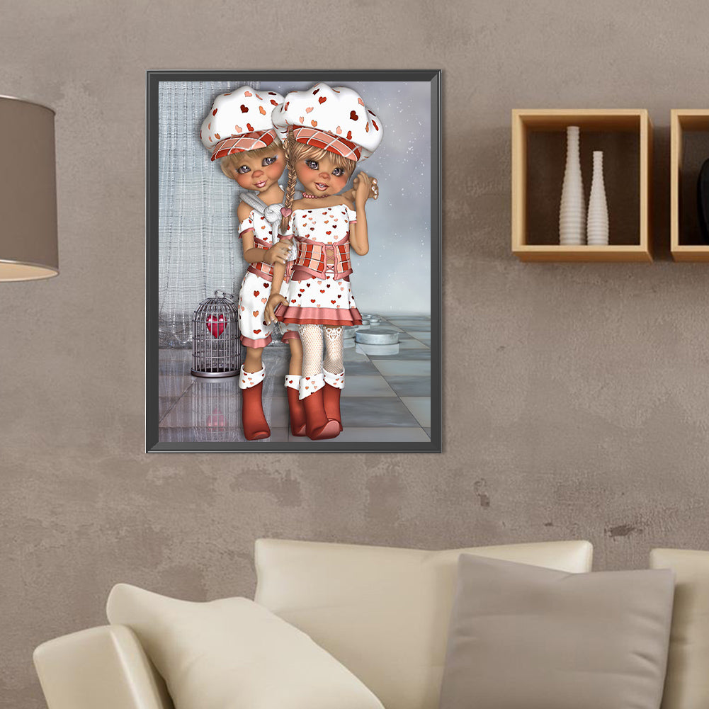 Big Eyed Doll - Full Round Drill Diamond Painting 30*40CM