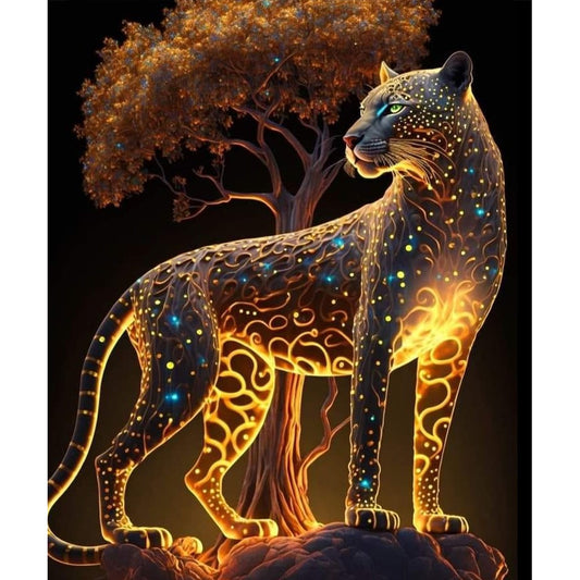 Glowing Leopard - Full Round AB Drill Diamond Painting 50*60CM