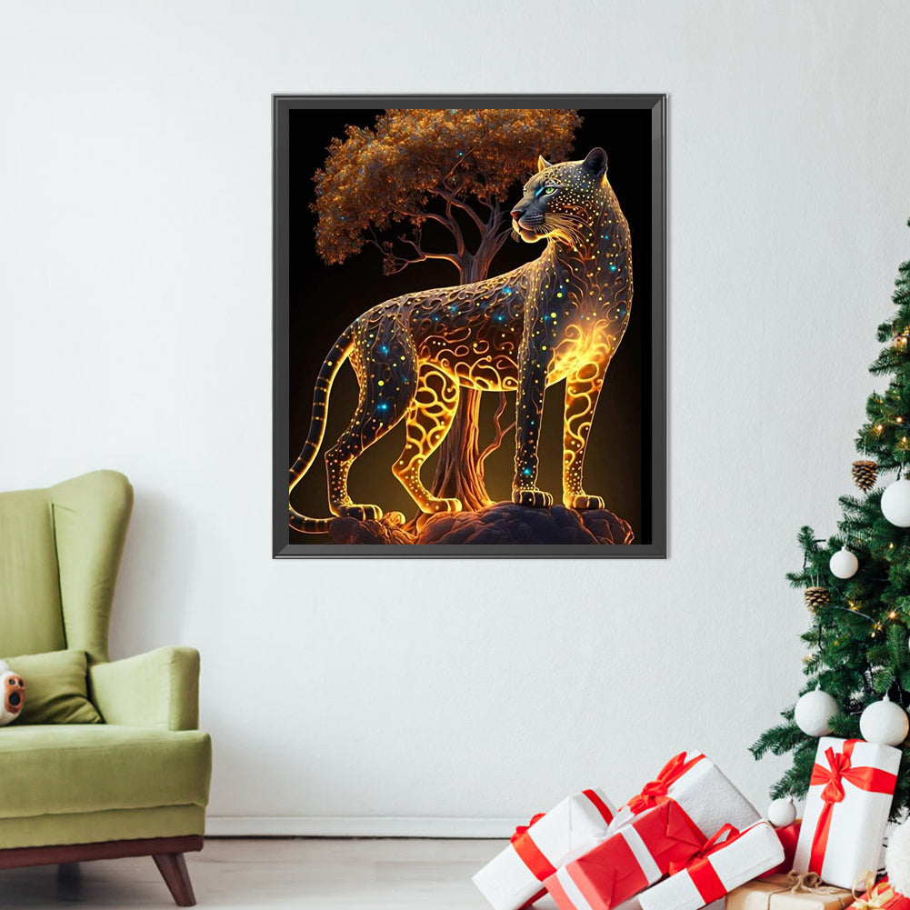 Glowing Leopard - Full Round AB Drill Diamond Painting 50*60CM