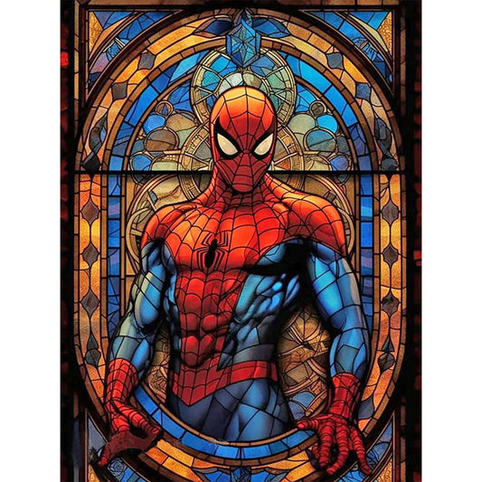 Stained Glass Spiderman - Full Round Drill Diamond Painting 30*40CM