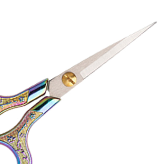 Stainless Steel Plum Blossom Flower Pattern Scissors 12.7x6cm(Coloured Titanium)