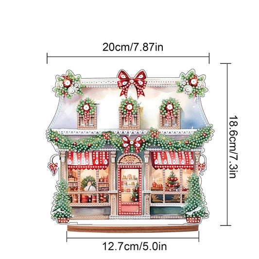 Wooden Xmas Shop Desktop Diamond Art Kits for Xmas Table Office Home Decor (#9)