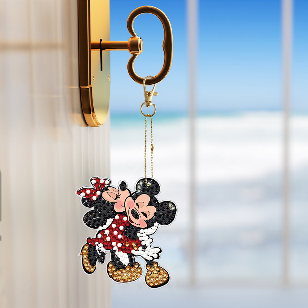 6PCS Mickey Mouse Double Sided Special Shape Diamond Art Keyring for Beginners