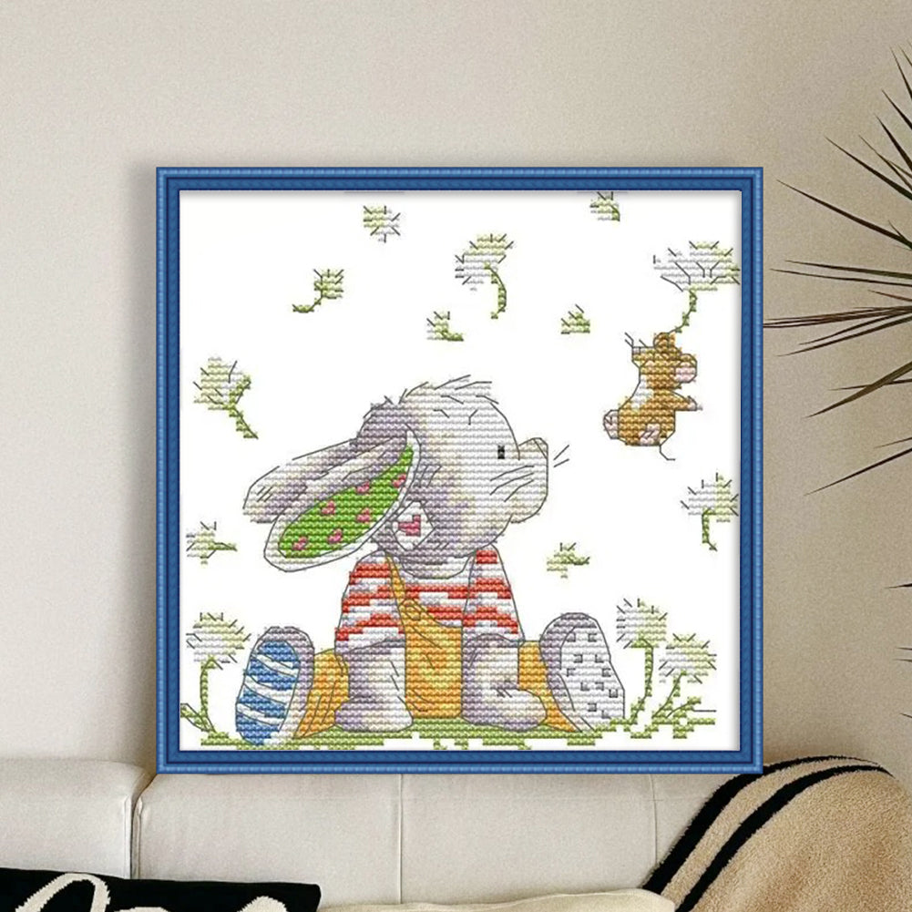 Patch Rabbit(2) - 14CT Stamped Cross Stitch 19*20CM