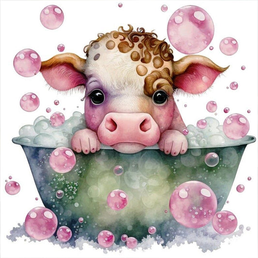 Cow Taking A Bath - 11CT Stamped Cross Stitch 40*40CM